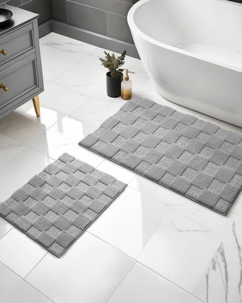 Disolla Grey Bathroom Rug Sets 2 Piece