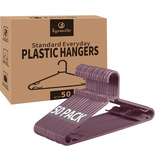 Plastic Hangers 50 Pack Light Weight Durable Clothes Hangers with Hooks