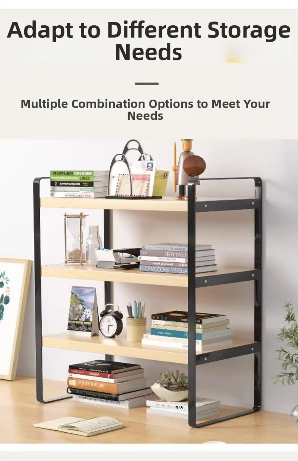 Iron Material Desktop Storage Shelf Tiered Cabinet Organizing Desk Shelves Space Saving Minimalist Aesthetic