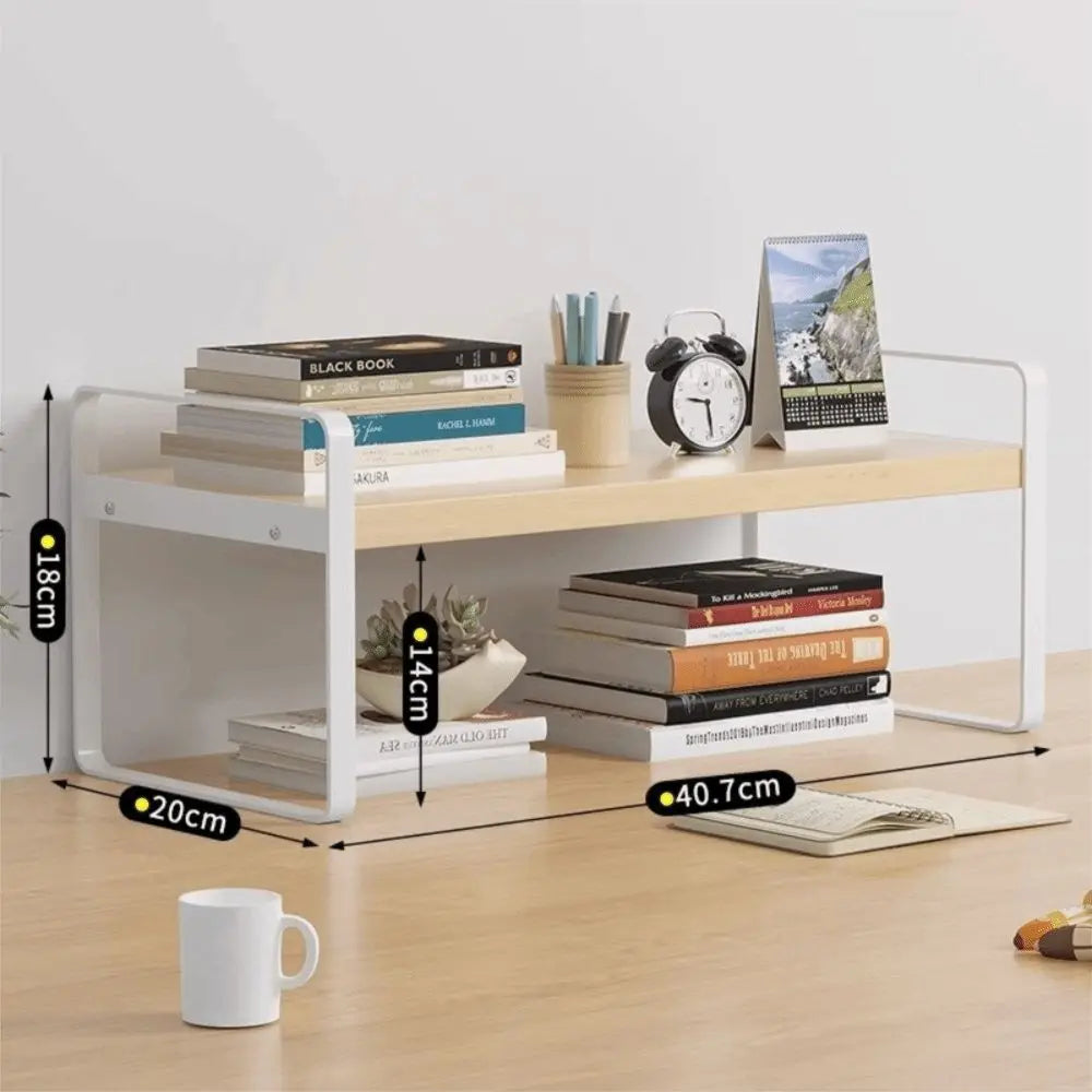 Iron Material Desktop Storage Shelf Tiered Cabinet Organizing Desk Shelves Space Saving Minimalist Aesthetic