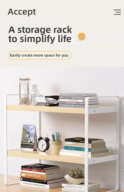 Iron Material Desktop Storage Shelf Tiered Cabinet Organizing Desk Shelves Space Saving Minimalist Aesthetic