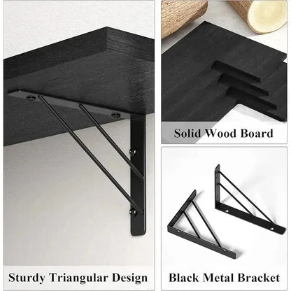 Modern Wood Floating Shelves Wall Mounted Space Saving Corner Design For Home Decoration Top Quality Delicate Style