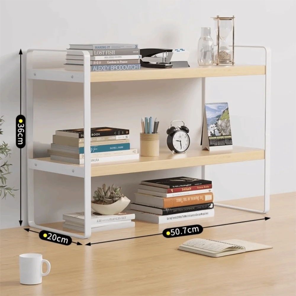 Iron Material Desktop Storage Shelf Tiered Cabinet Organizing Desk Shelves Space Saving Minimalist Aesthetic