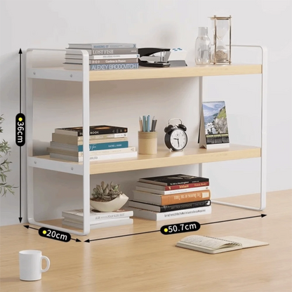 Iron Material Desktop Storage Shelf Tiered Cabinet Organizing Desk Shelves Space Saving Minimalist Aesthetic