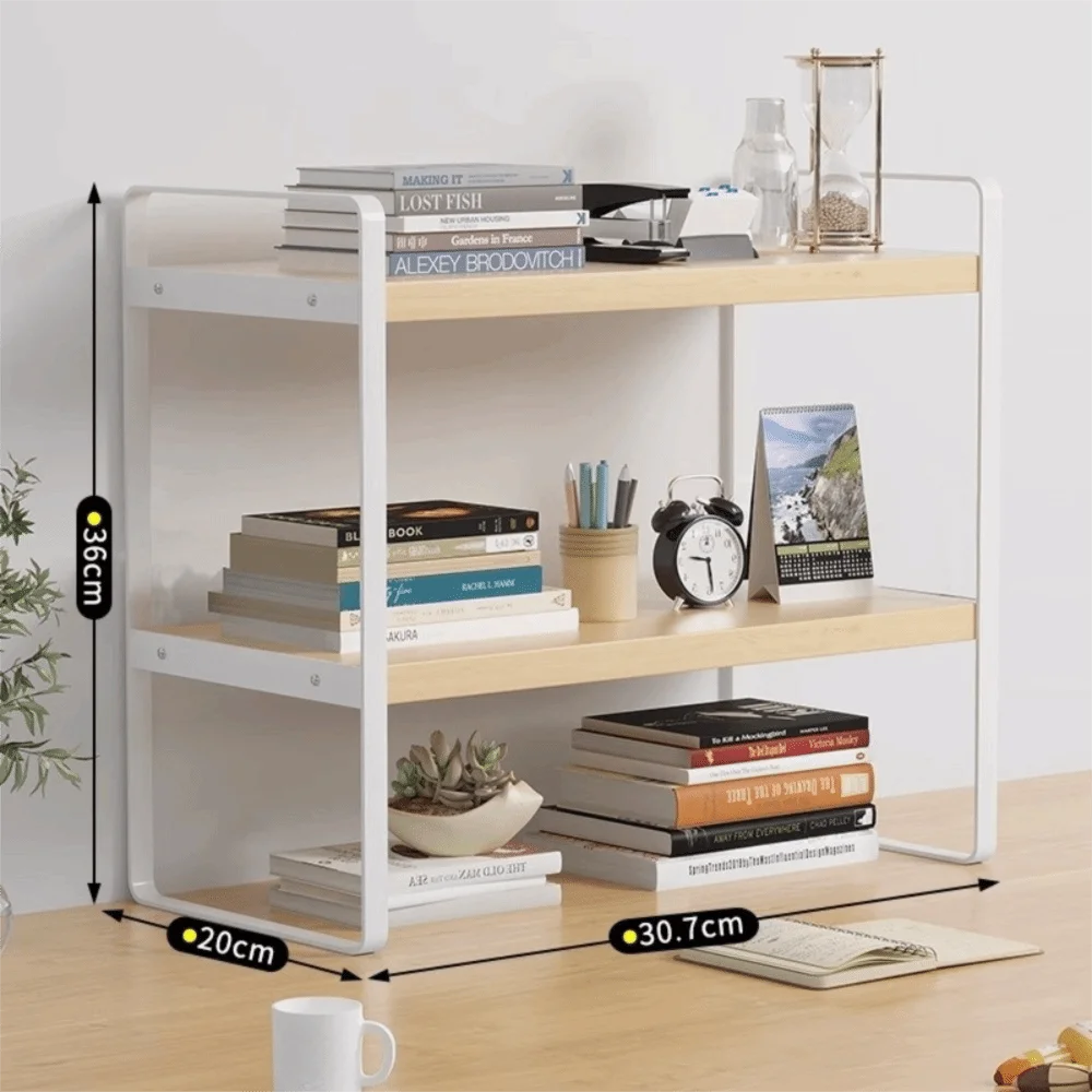 Iron Material Desktop Storage Shelf Tiered Cabinet Organizing Desk Shelves Space Saving Minimalist Aesthetic