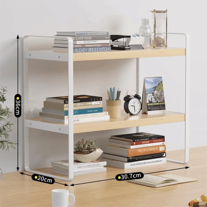 Iron Material Desktop Storage Shelf Tiered Cabinet Organizing Desk Shelves Space Saving Minimalist Aesthetic