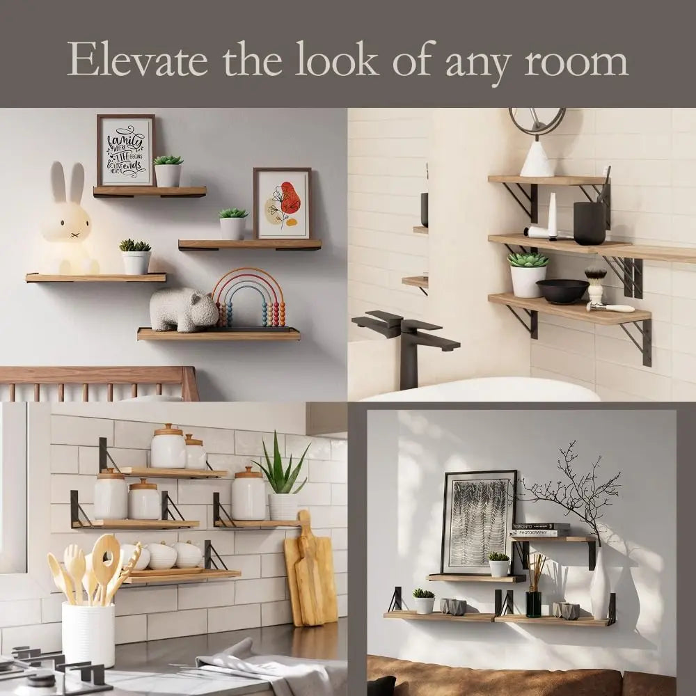 Modern Wall Mounted Floating Shelves Sturdy Versatile Wall Shelf Save Space Storage Rack for Bathroom Kitchen