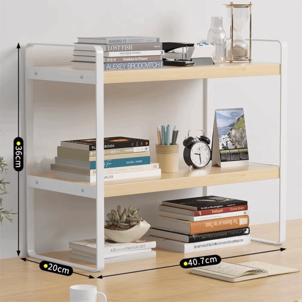Iron Material Desktop Storage Shelf Tiered Cabinet Organizing Desk Shelves Space Saving Minimalist Aesthetic