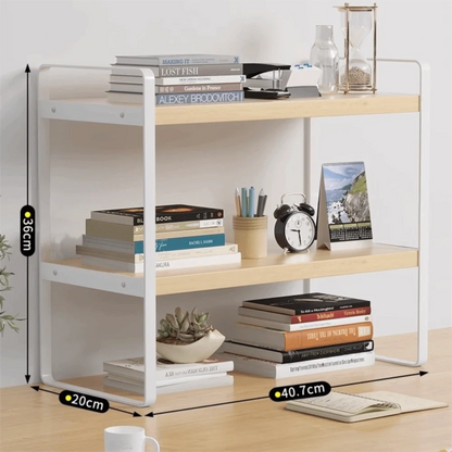 Iron Material Desktop Storage Shelf Tiered Cabinet Organizing Desk Shelves Space Saving Minimalist Aesthetic