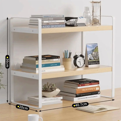 Iron Material Desktop Storage Shelf Tiered Cabinet Organizing Desk Shelves Space Saving Minimalist Aesthetic