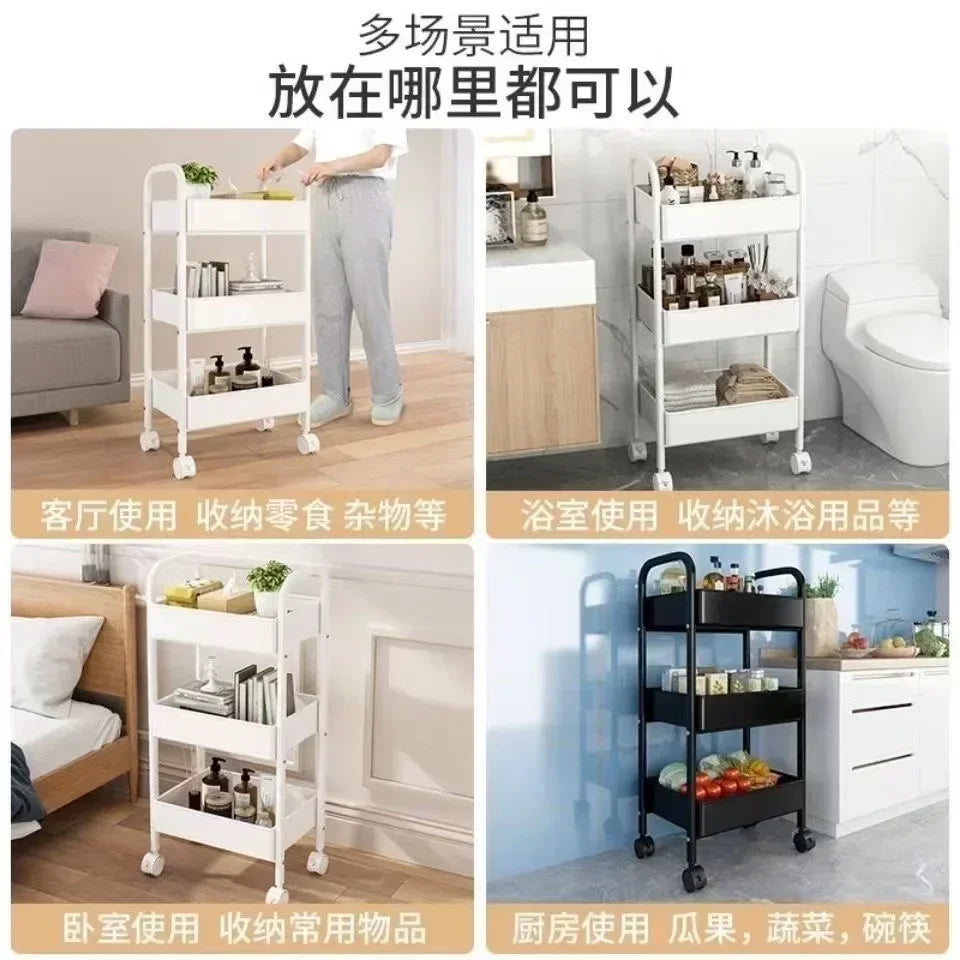 Bathroom Storage Storage Rack  Trolley Rack Kitchen Floor Bedroom Multi-Layer Baby Snacks Mobile Bathroom