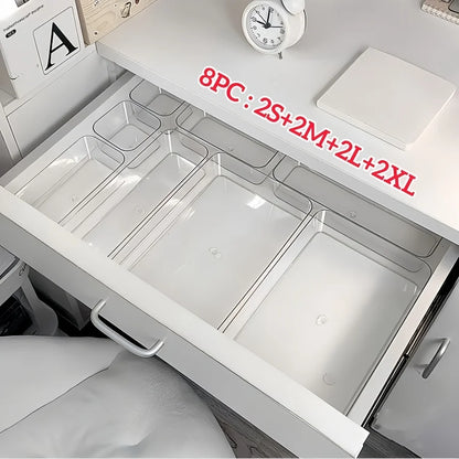 Drawer Divider Organizer Set Plastic Storage Tray for Desk Makeup Kitchen Drawer Organization Multi Size Box