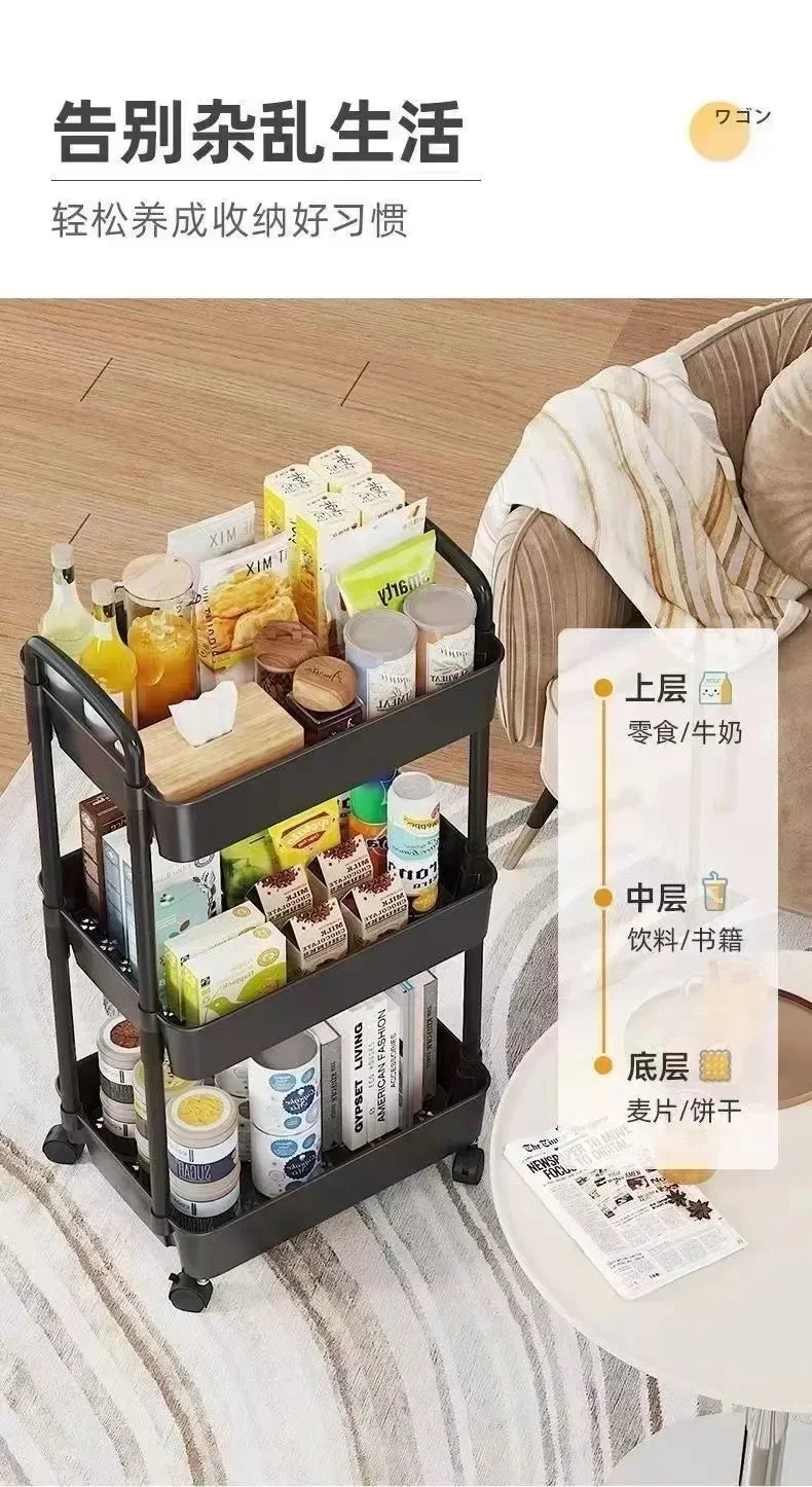Bathroom Storage Storage Rack  Trolley Rack Kitchen Floor Bedroom Multi-Layer Baby Snacks Mobile Bathroom