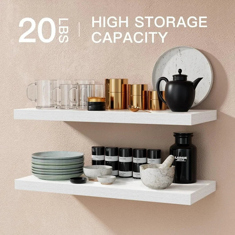 Solid Wooden Floating Shelves Wall Mounted Bookshelf Display Stand Storage Organizer For Bedroom Living Room Kitchen Home Decor