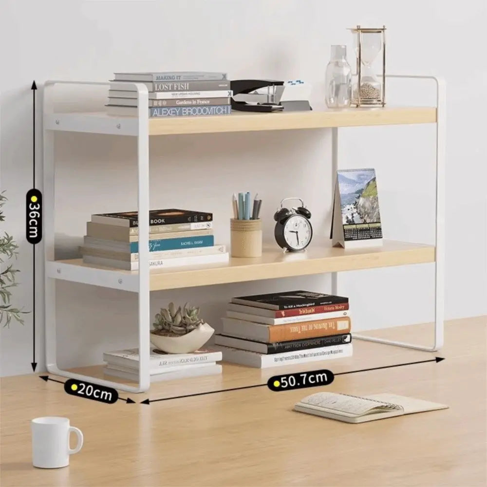 Iron Material Desktop Storage Shelf Tiered Cabinet Organizing Desk Shelves Space Saving Minimalist Aesthetic