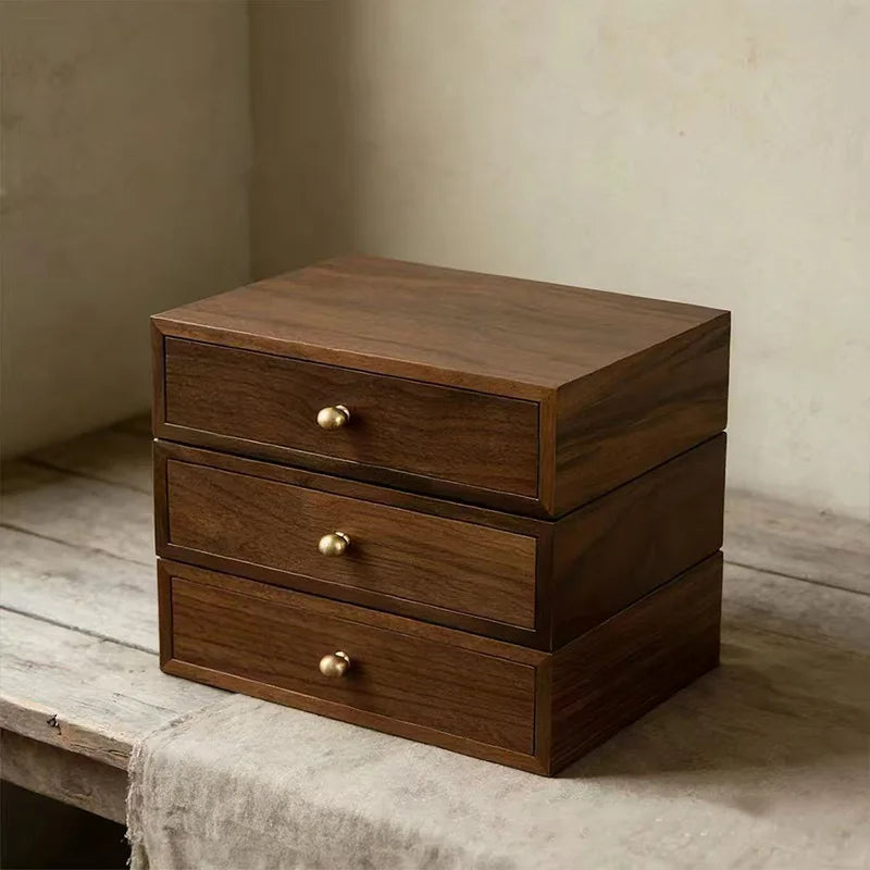 Wooden Storage Boxes Retro Simple Sundries Storage Boxes Multilayer Drawer Dust Prevention Storage Bins Home Organization