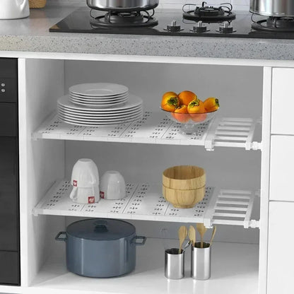 Portable Expandable Storage Racks No Drilling Required Wardrobe Storage With Layered Partitions Cabinets With Layered Shelves