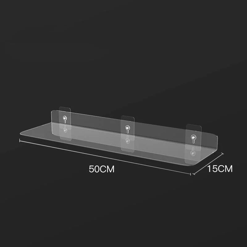Storage Rack Acrylic Shelf Clear Wall Mounted Thick Transparent Floating Display Stick Bathroom Kitchen Ledge Organizer 20-50cm