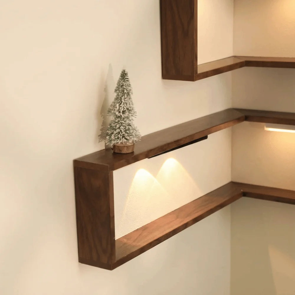 Space Saving 90 Degree Corner Wall Shelf Floating Shelf Suspended Corner Bookshelf Wall Mounted Wooden Display Shelf Home