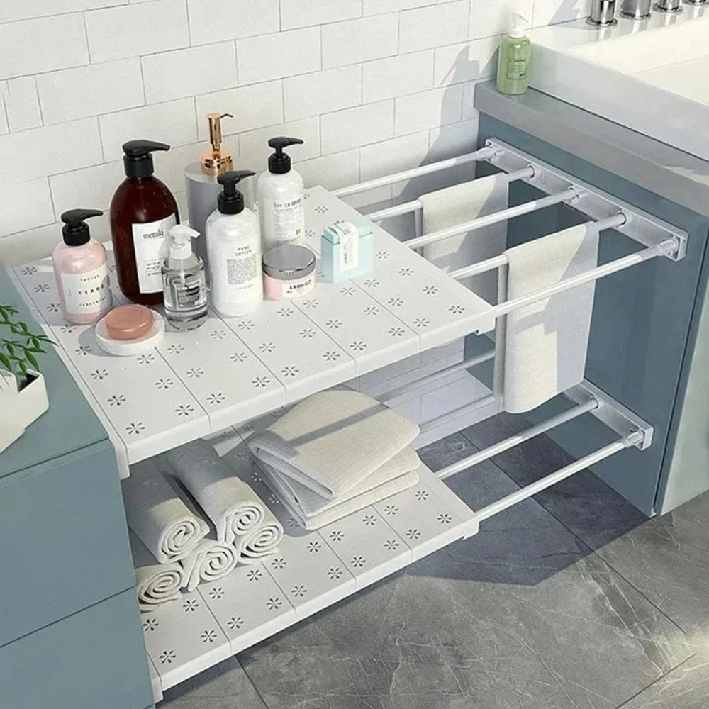Portable Expandable Storage Racks No Drilling Required Wardrobe Storage With Layered Partitions Cabinets With Layered Shelves