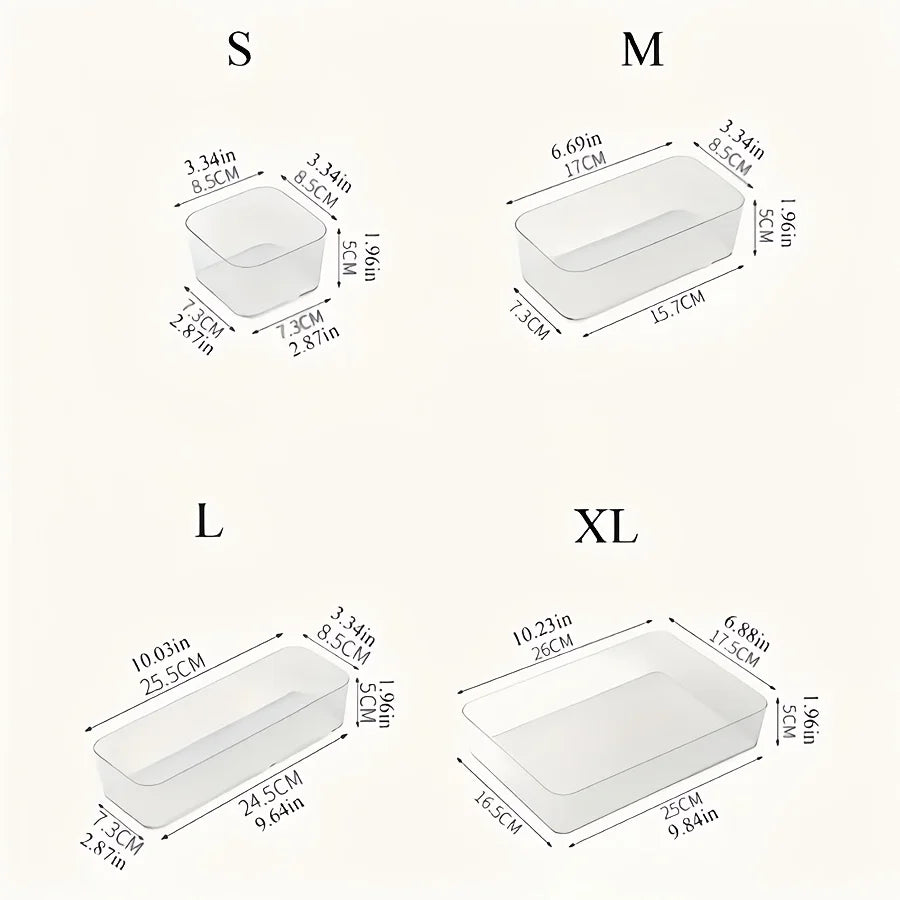 Drawer Divider Organizer Set Plastic Storage Tray for Desk Makeup Kitchen Drawer Organization Multi Size Box
