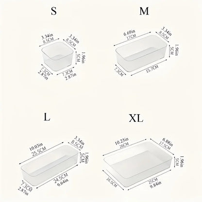 Drawer Divider Organizer Set Plastic Storage Tray for Desk Makeup Kitchen Drawer Organization Multi Size Box