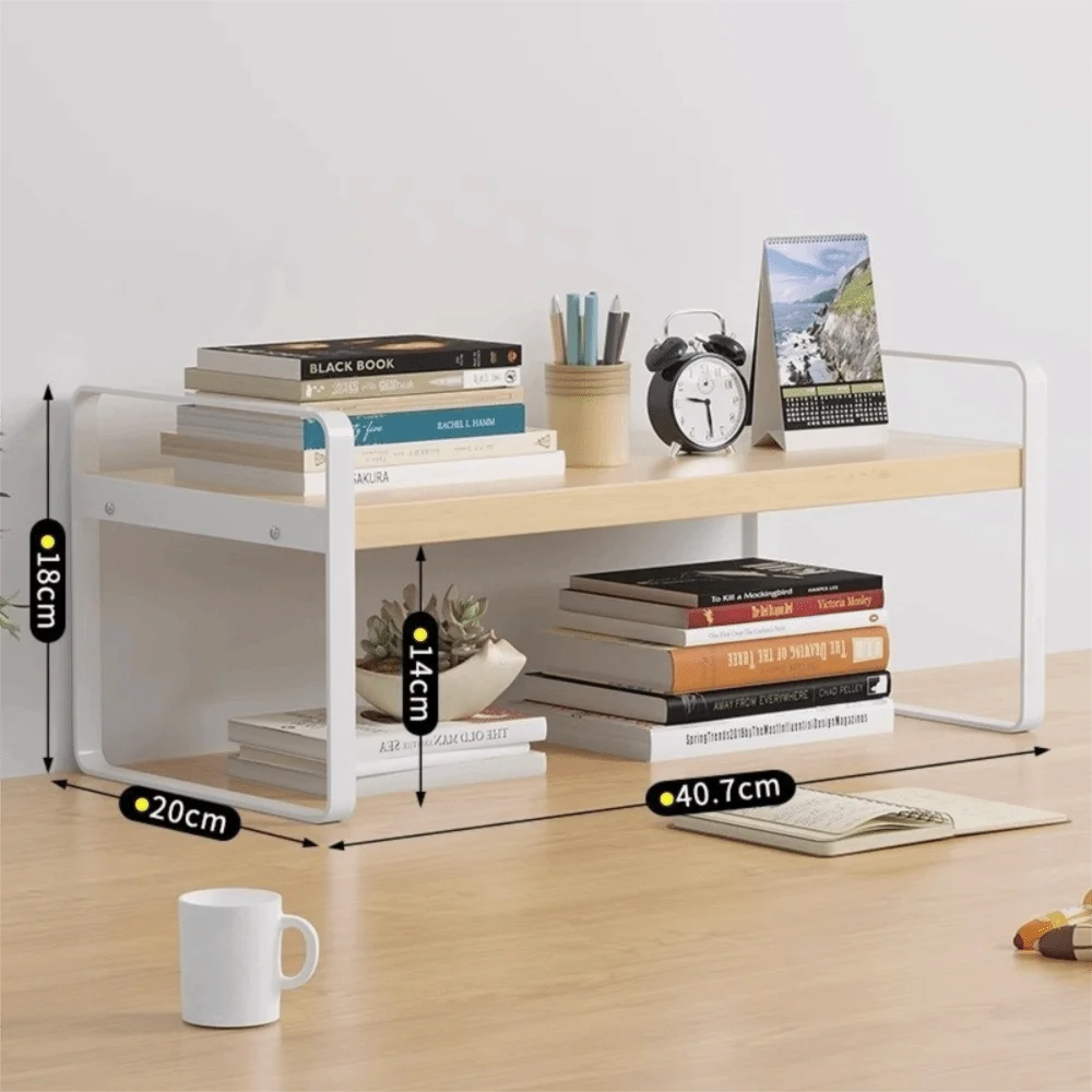Iron Material Desktop Storage Shelf Tiered Cabinet Organizing Desk Shelves Space Saving Minimalist Aesthetic