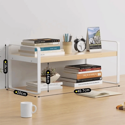 Iron Material Desktop Storage Shelf Tiered Cabinet Organizing Desk Shelves Space Saving Minimalist Aesthetic