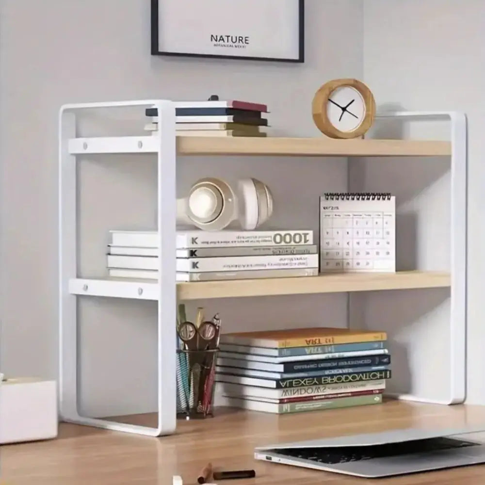 Iron Material Desktop Storage Shelf Tiered Cabinet Organizing Desk Shelves Space Saving Minimalist Aesthetic