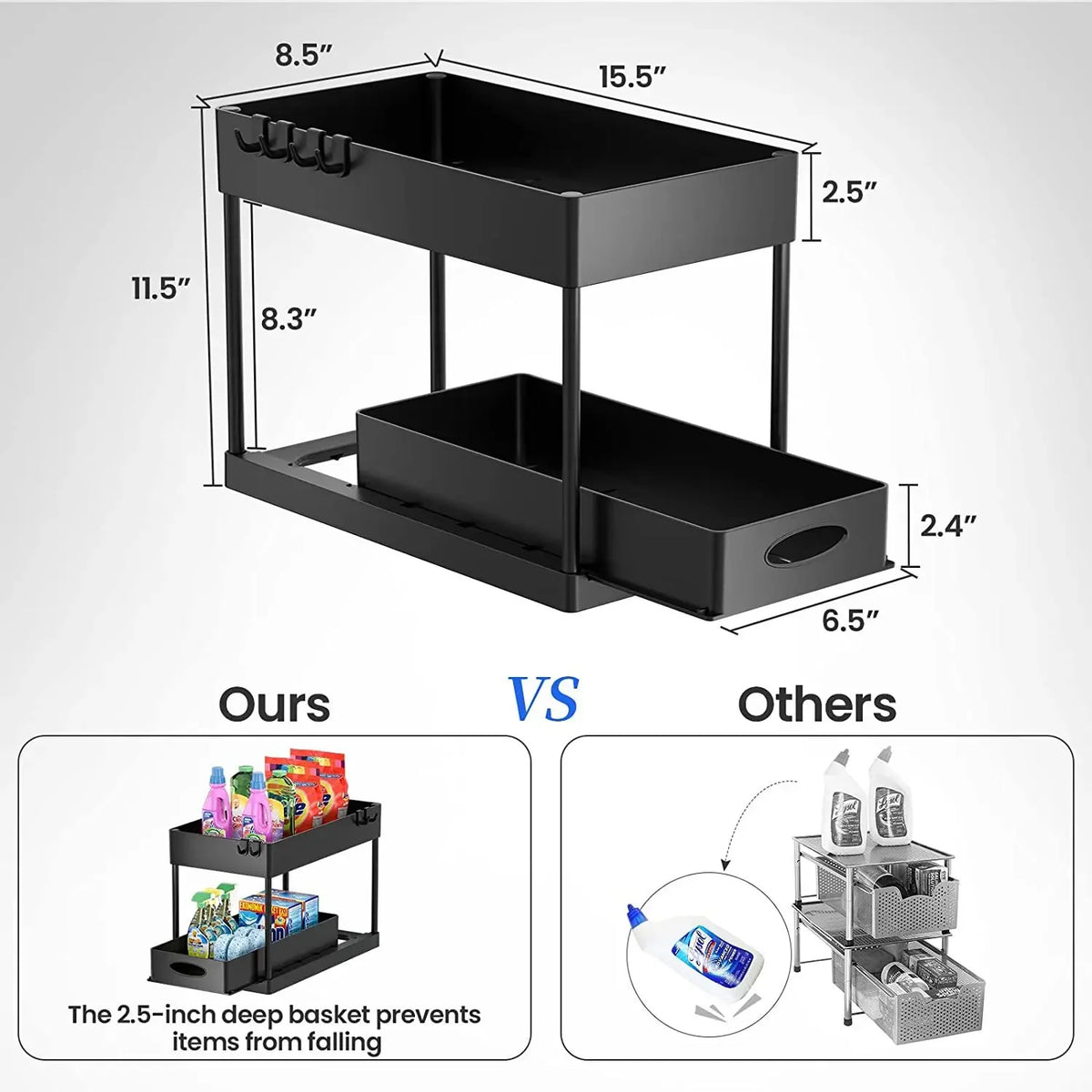 2 Tier Under Sink Organizer For Bathroom Kitchen Storage Sliding Drawer Pull Out Under Sink Cabinet Organizers Kitchen Organizer