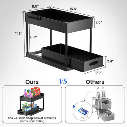 2 Tier Under Sink Organizer For Bathroom Kitchen Storage Sliding Drawer Pull Out Under Sink Cabinet Organizers Kitchen Organizer