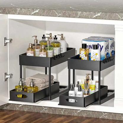 2 Tier Under Sink Organizer Kitchen Organizer Cabinet Storage Rack Multipurpose Rack Under Sink Storage for Bathroom Kitchen