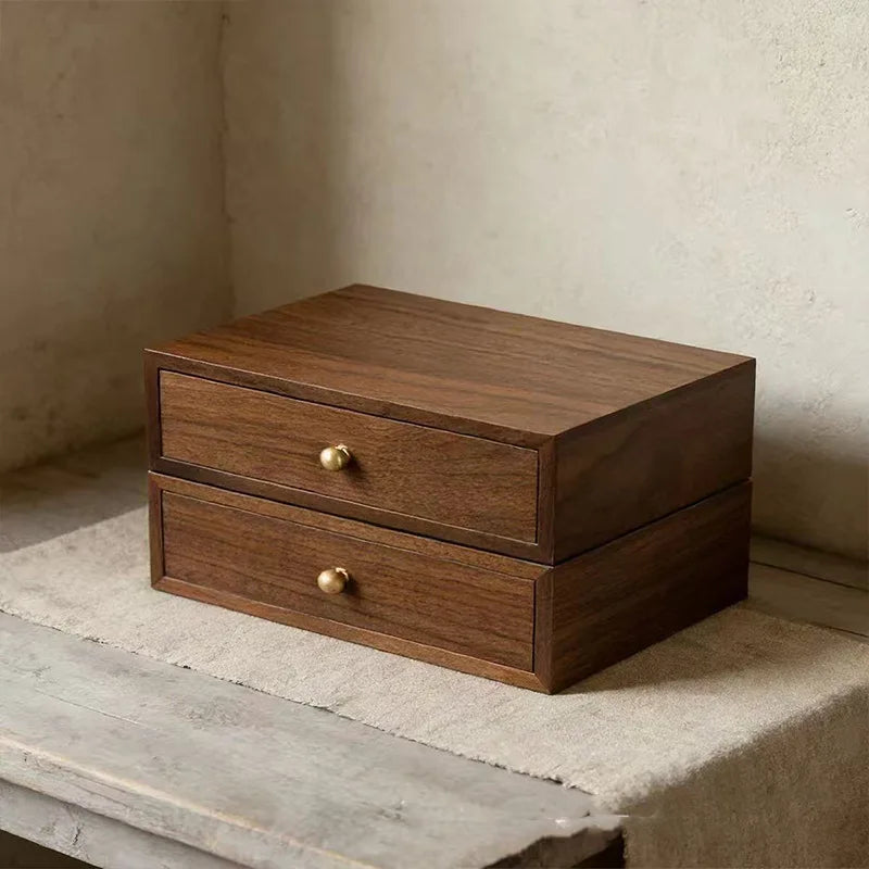Wooden Storage Boxes Retro Simple Sundries Storage Boxes Multilayer Drawer Dust Prevention Storage Bins Home Organization