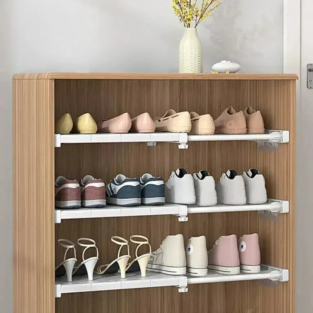 Portable Expandable Storage Racks No Drilling Required Wardrobe Storage With Layered Partitions Cabinets With Layered Shelves