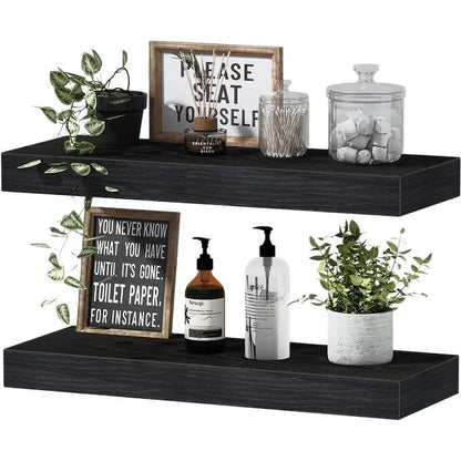 Solid Wooden Floating Shelves Wall Mounted Bookshelf Display Stand Storage Organizer For Bedroom Living Room Kitchen Home Decor