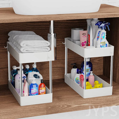 2 Tier Under Sink Organizer Kitchen Organizer Cabinet Storage Rack Multipurpose Rack Under Sink Storage for Bathroom Kitchen