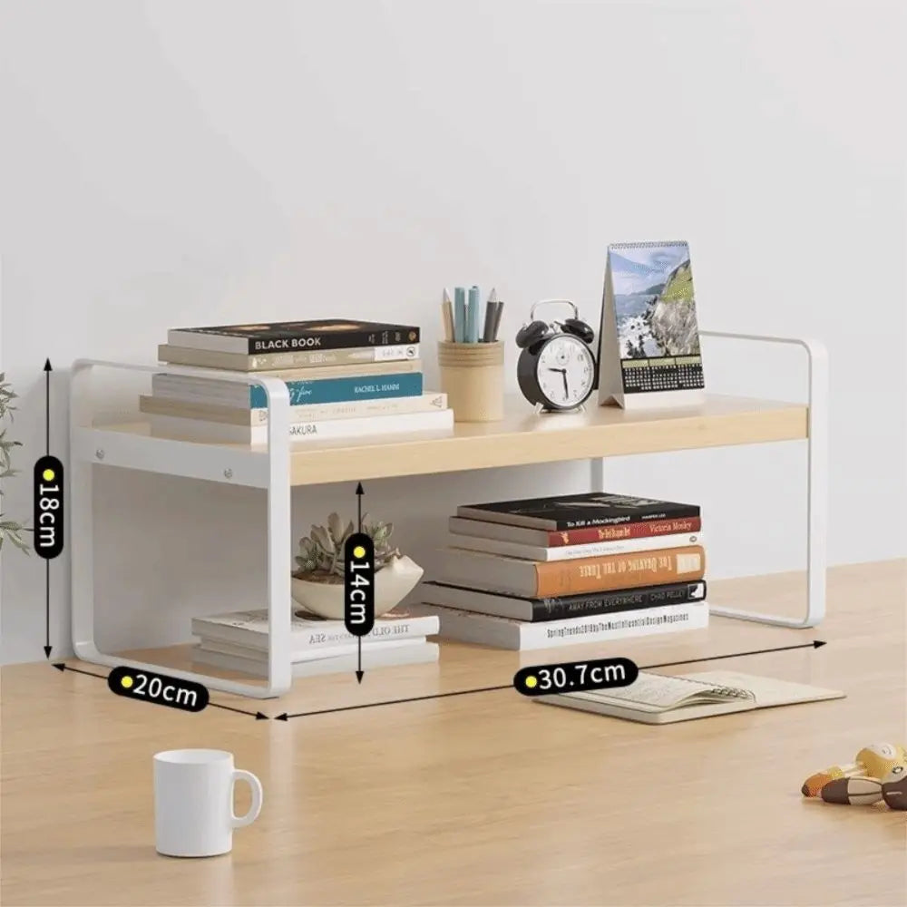 Iron Material Desktop Storage Shelf Tiered Cabinet Organizing Desk Shelves Space Saving Minimalist Aesthetic