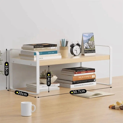 Iron Material Desktop Storage Shelf Tiered Cabinet Organizing Desk Shelves Space Saving Minimalist Aesthetic