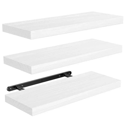 Solid Wooden Floating Shelves Wall Mounted Bookshelf Display Stand Storage Organizer For Bedroom Living Room Kitchen Home Decor
