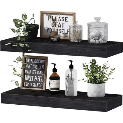 Solid Wooden Floating Shelves Wall Mounted Bookshelf Display Stand Storage Organizer For Bedroom Living Room Kitchen Home Decor
