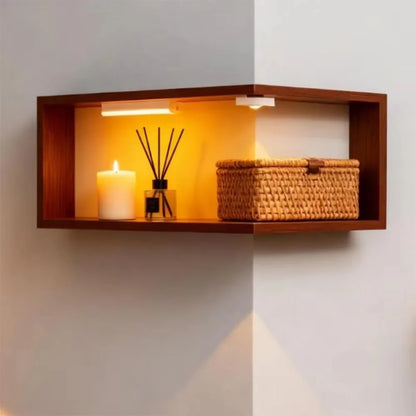 Space Saving 90 Degree Corner Wall Shelf Floating Shelf Suspended Corner Bookshelf Wall Mounted Wooden Display Shelf Home