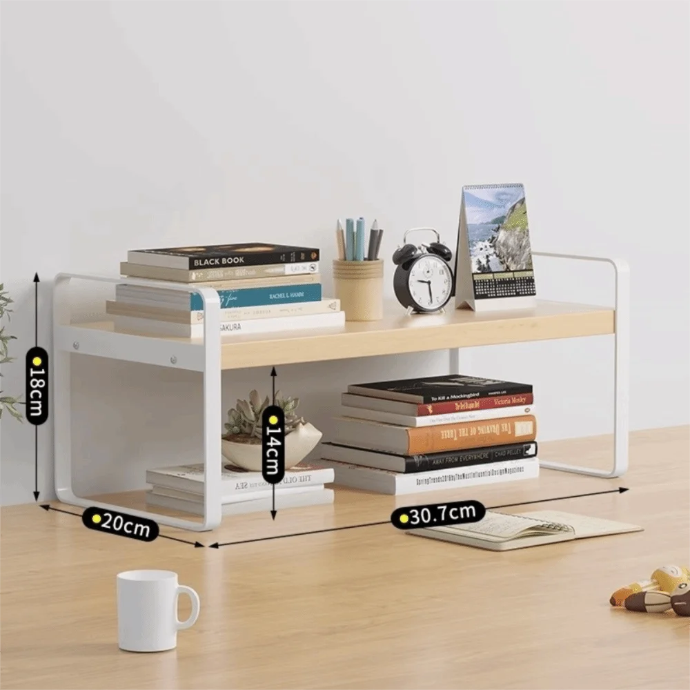 Iron Material Desktop Storage Shelf Tiered Cabinet Organizing Desk Shelves Space Saving Minimalist Aesthetic