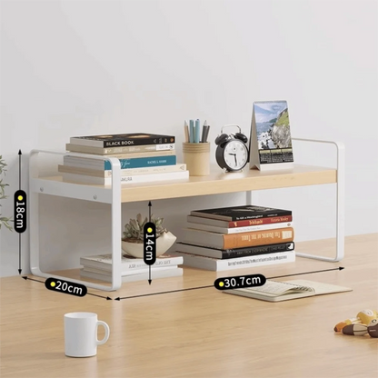 Iron Material Desktop Storage Shelf Tiered Cabinet Organizing Desk Shelves Space Saving Minimalist Aesthetic