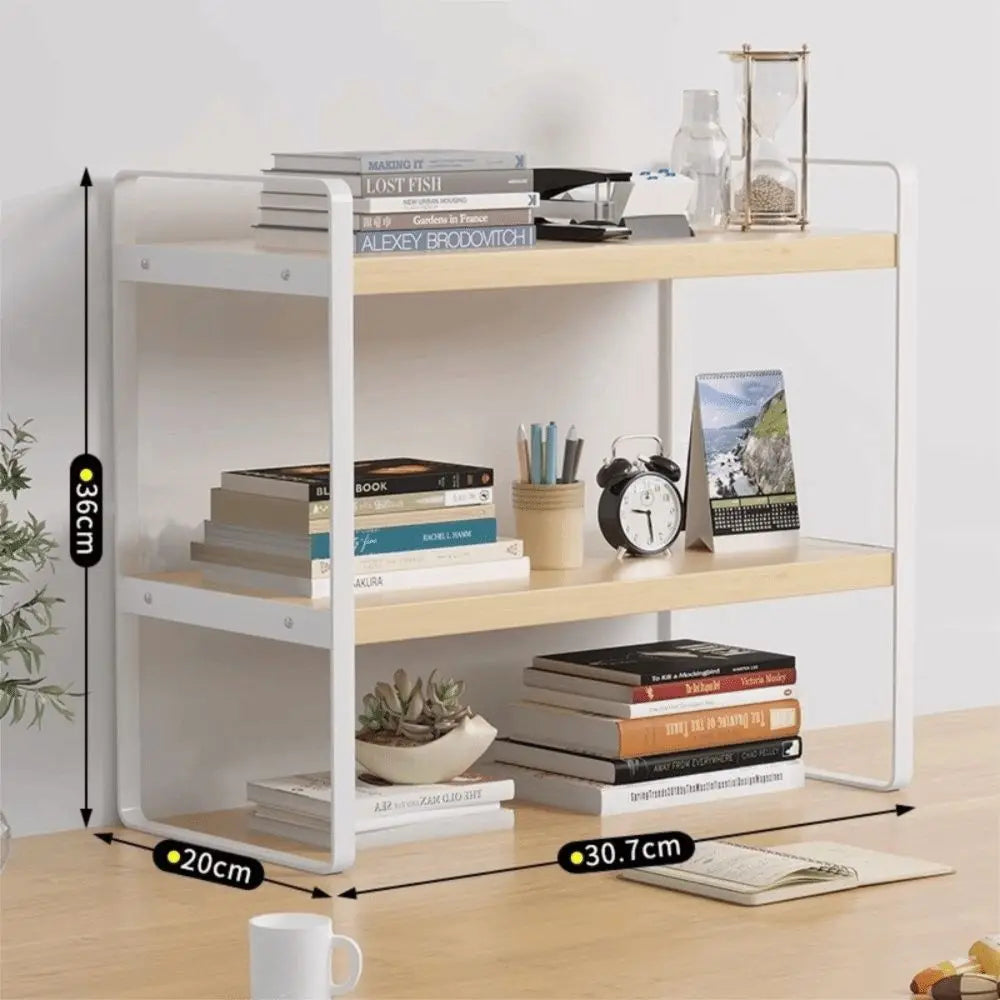 Iron Material Desktop Storage Shelf Tiered Cabinet Organizing Desk Shelves Space Saving Minimalist Aesthetic