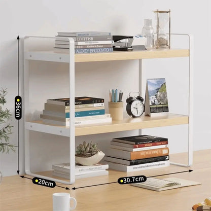 Iron Material Desktop Storage Shelf Tiered Cabinet Organizing Desk Shelves Space Saving Minimalist Aesthetic