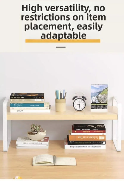Iron Material Desktop Storage Shelf Tiered Cabinet Organizing Desk Shelves Space Saving Minimalist Aesthetic