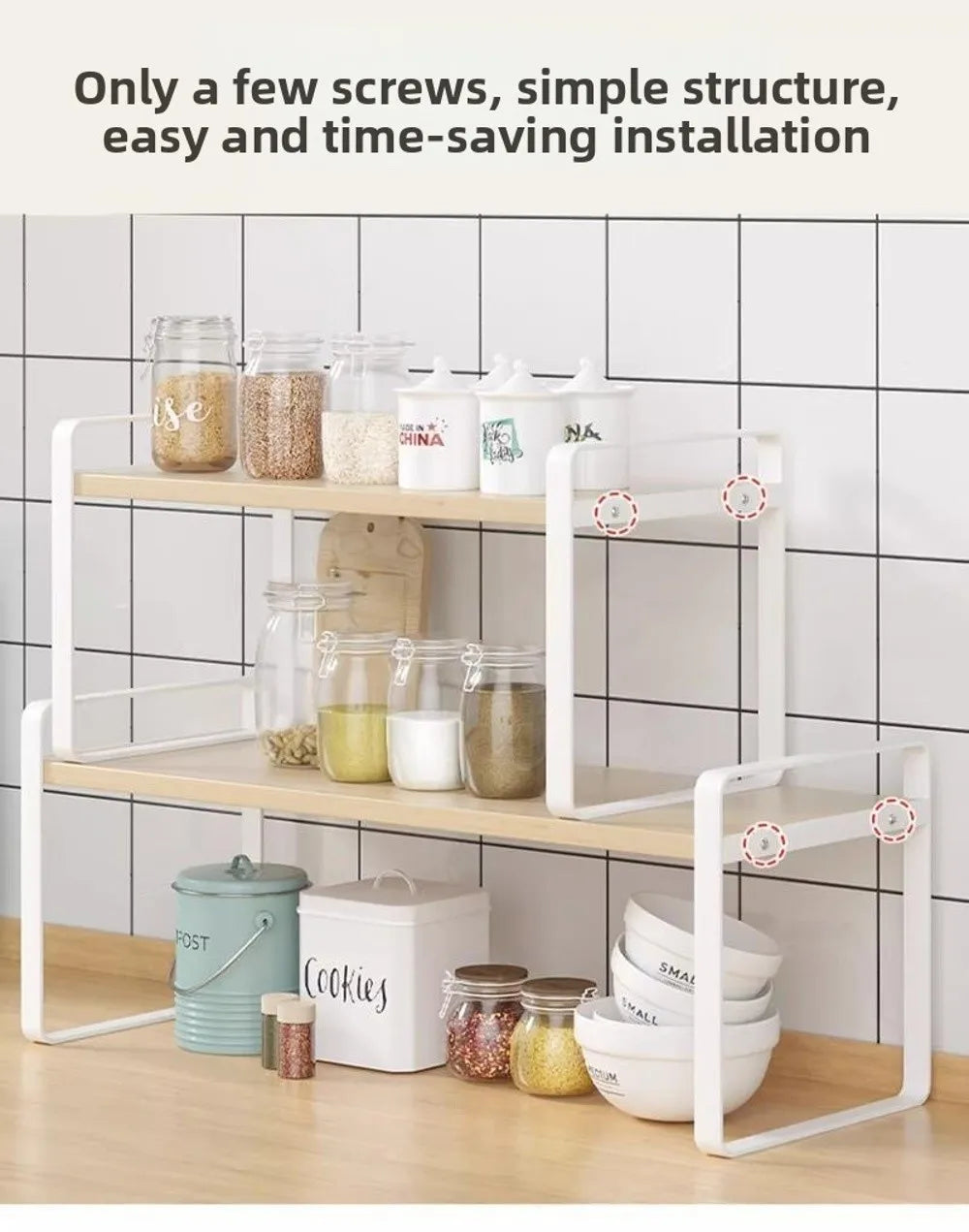 Iron Material Desktop Storage Shelf Tiered Cabinet Organizing Desk Shelves Space Saving Minimalist Aesthetic
