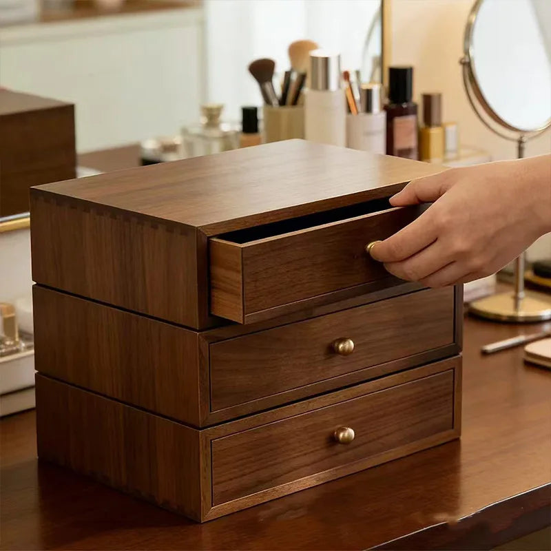 Wooden Storage Boxes Retro Simple Sundries Storage Boxes Multilayer Drawer Dust Prevention Storage Bins Home Organization