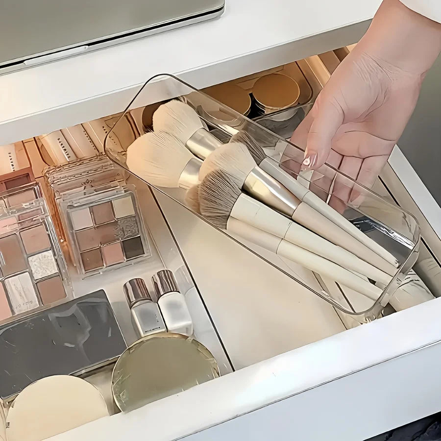 Drawer Divider Organizer Set Plastic Storage Tray for Desk Makeup Kitchen Drawer Organization Multi Size Box