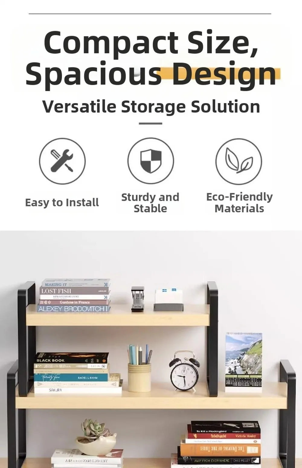 Iron Material Desktop Storage Shelf Tiered Cabinet Organizing Desk Shelves Space Saving Minimalist Aesthetic
